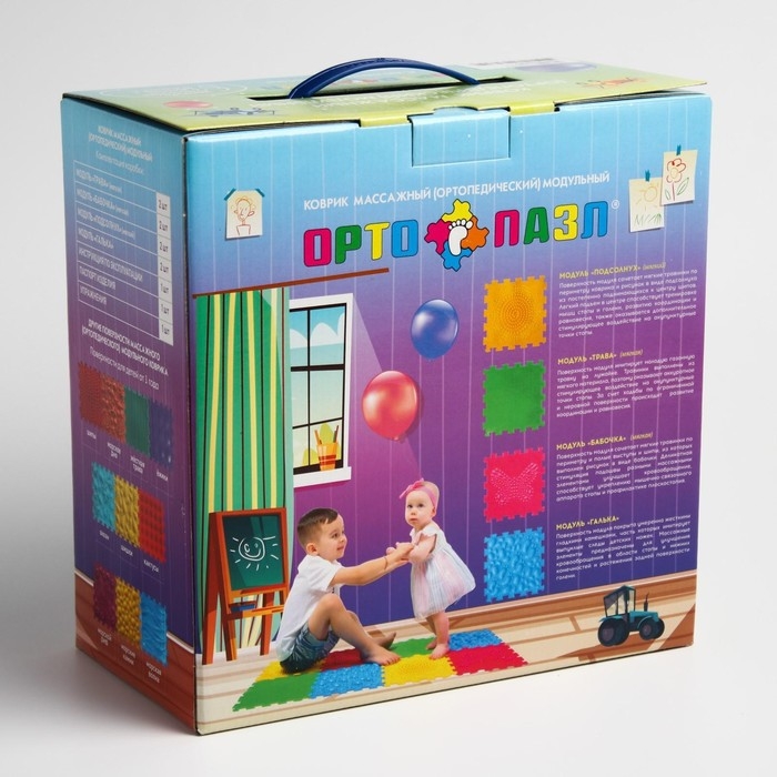 Модульный массажный коврик ОРТО ПАЗЛ &laquo;Начинайка&raquo;, 8 модулей, 4 вида
