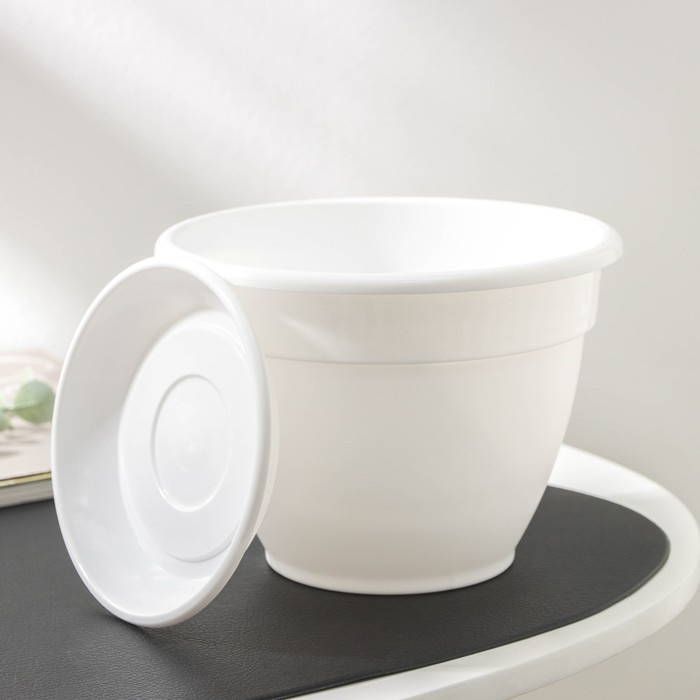 Горшок для цветов с поддоном &laquo;Антик&raquo;, 1,6 л, d=17 см, пластиковый, цвет белый