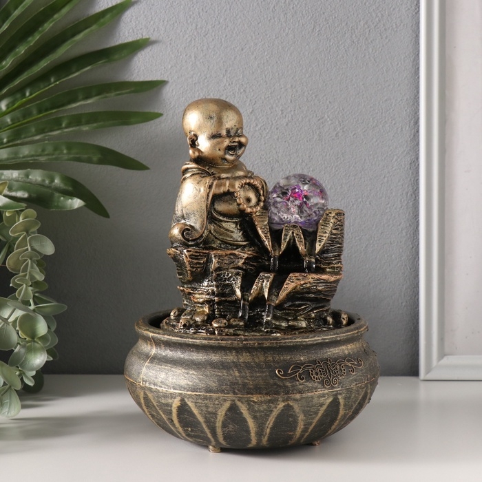 Фонтан настольный от сети, подсветка "Хотей. Благополучие" 16х16х22 см