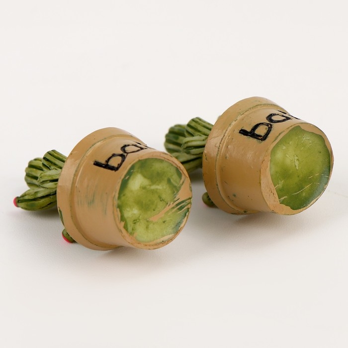 Миниатюра кукольная &laquo;Кактус в горшке&raquo;, набор 2 шт., размер 1 шт. &mdash; 1,7 &times; 2,5 &times; 1,7 см