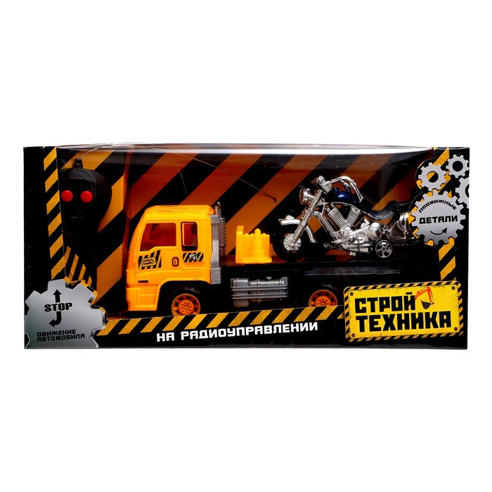 Грузовик радиоуправляемый &laquo;Эвакуатор&raquo;, с мотоциклом, работает от батареек, МИКС