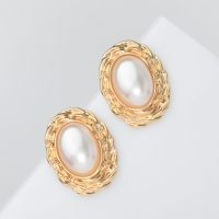 Серьги с жемчугом &laquo;Абстракция&raquo; зеркало, цвет золото