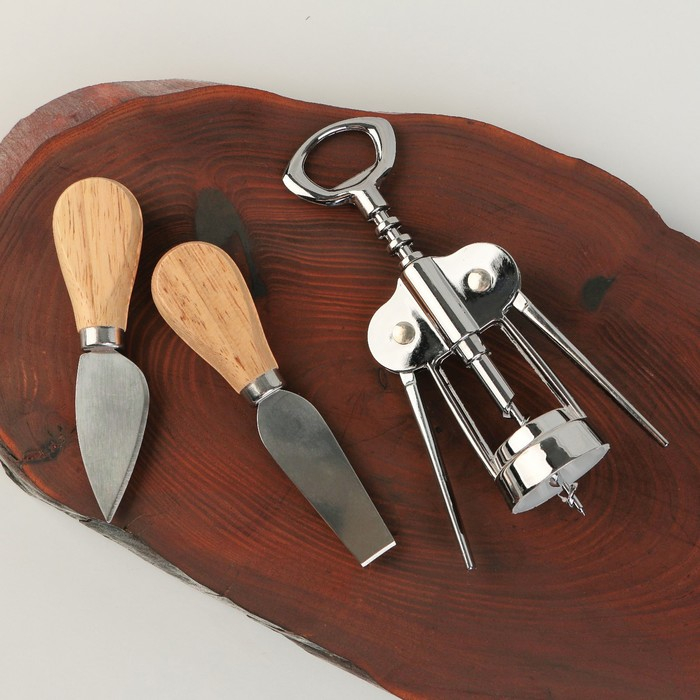 Набор для вина и сыра &laquo;Для идеального вечера&raquo;: ножи 2 шт., штопор