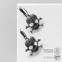 Серьги «Череп» в кругах, цвет чернёное серебро Серьги «Череп» в кругах, цвет чернёное серебро