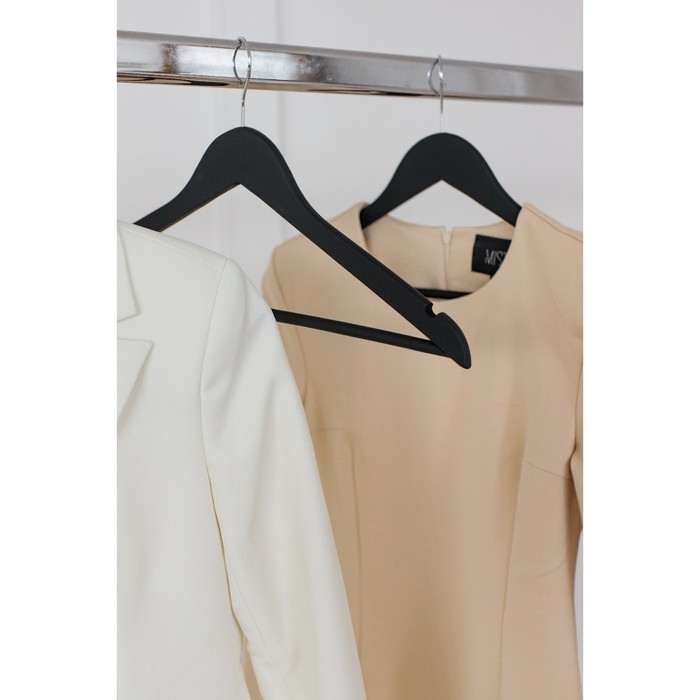 Плечики - вешалки для одежды LaDо́m Soft-Touch, 44,5&times;1,2&times;23 см, 3 шт, деревянные, с перекладиной, широкие плечики, цвет чёрный