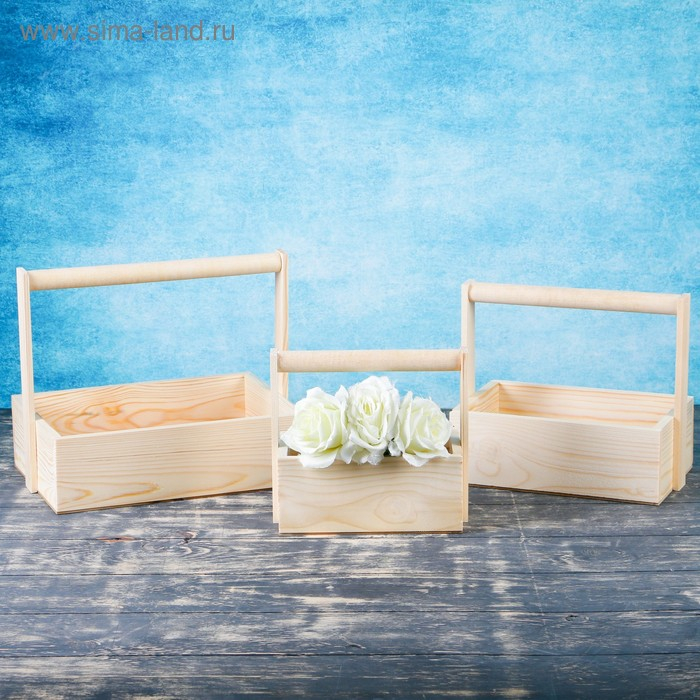 Кашпо деревянное 30×26×21 см Элегант Кашпо деревянное 30×26×21 см Элегант "Классик", 3 в 1, с ручкой, натуральный Дарим Красиво