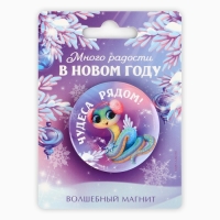 Магнит новогодний закатной &laquo;Новый год: Новогодних радостей в новом году&raquo;, диам. 5 см