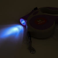 Рулетка "Пижон" с фонариком, прорезиненная ручка, 5 м, сиреневая Рулетка "Пижон" с фонариком, прорезиненная ручка, 5 м, сиреневая