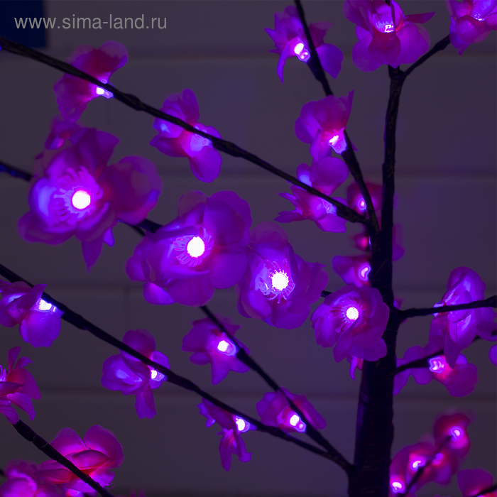 Светодиодный куст &laquo;Цветы&raquo; 1.2 м, 120 LED, постоянное свечение, 220 В, свечение розовое