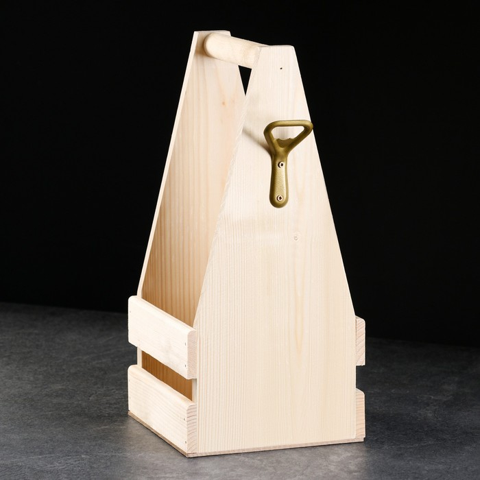 Ящик для пива 15,5х15,5х33 см под 4 бутылки, натуральный Ящик для пива 15,5х15,5х33 см под 4 бутылки, натуральный