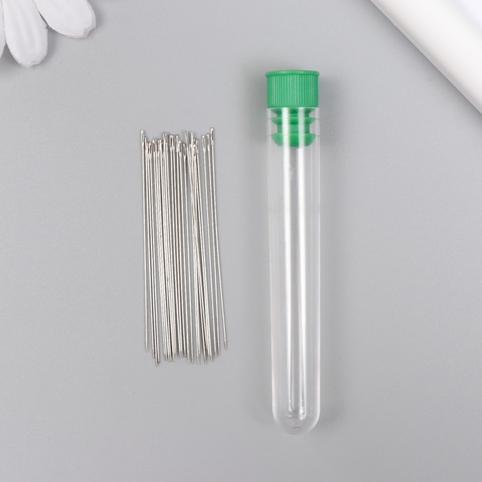 Иглы для бисера металл в пластиковой коробке набор 25 шт &Oslash; 0,46 мм