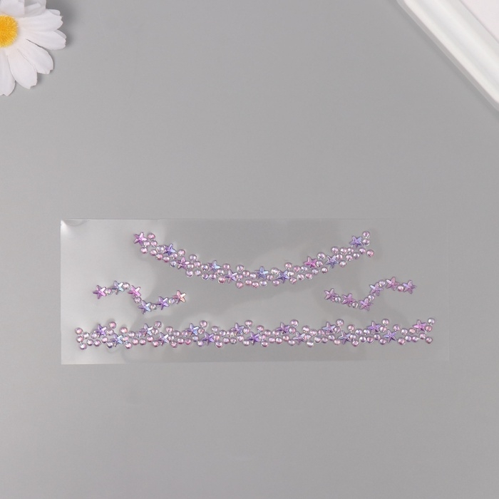 Наклейка пластик стразы Наклейка пластик стразы "Чокер из звёзд" сиреневый 11,6х18 см