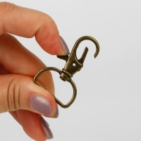 Карабин металлический, 39 &times; 24 мм / 20 &times; 1,5 мм, 6 шт, цвет бронзовый