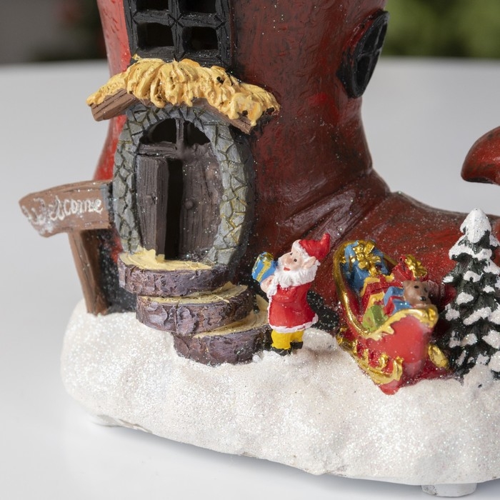 Светодиодная фигура &laquo;Эльфийский сапог&raquo; 15 &times; 17 &times; 12 см, полистоун, батарейки АААх3 (не в комплекте), свечение тёплое белое