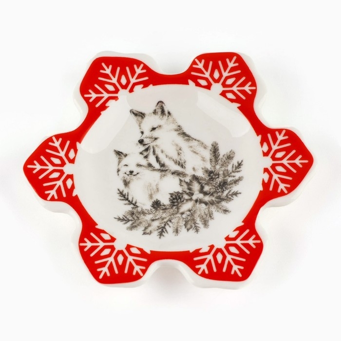 Новый год. Подставка под чайный пакетик &laquo;Лисички&raquo;, 8 х 9 см