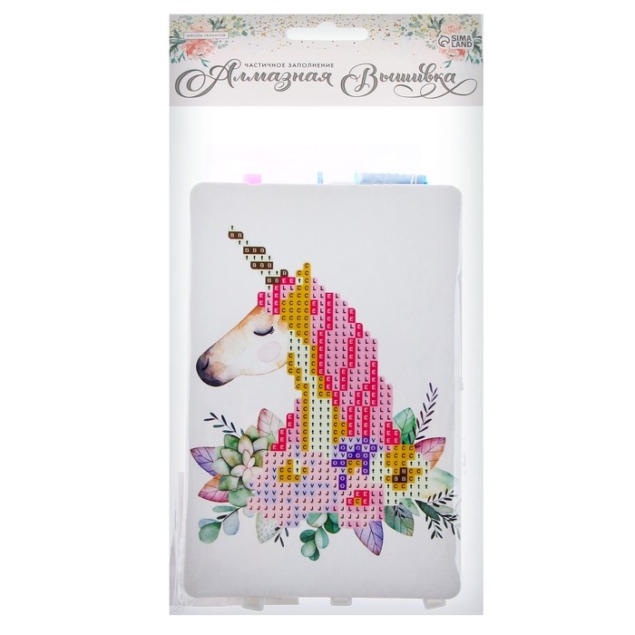 Алмазная вышивка &laquo;Единорог с цветами&raquo;, 10 &times; 15 см, с подставкой, с частичным заполнением