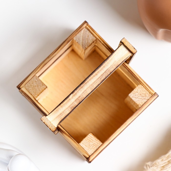 Кашпо деревянное 15&times;12,5&times;9,5 см "Однушка Лайт", двухреечное, обжиг Дарим Красиво