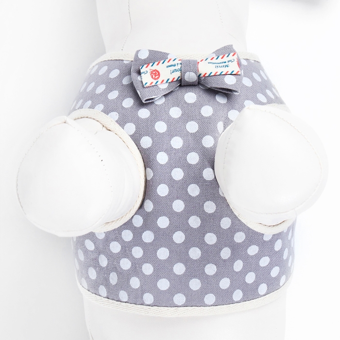 Комплект с мягкой шлейкой Комплект с мягкой шлейкой "Горох", размер S, поводок 120 х 1,5 см, ОГ 28-62 см, серый