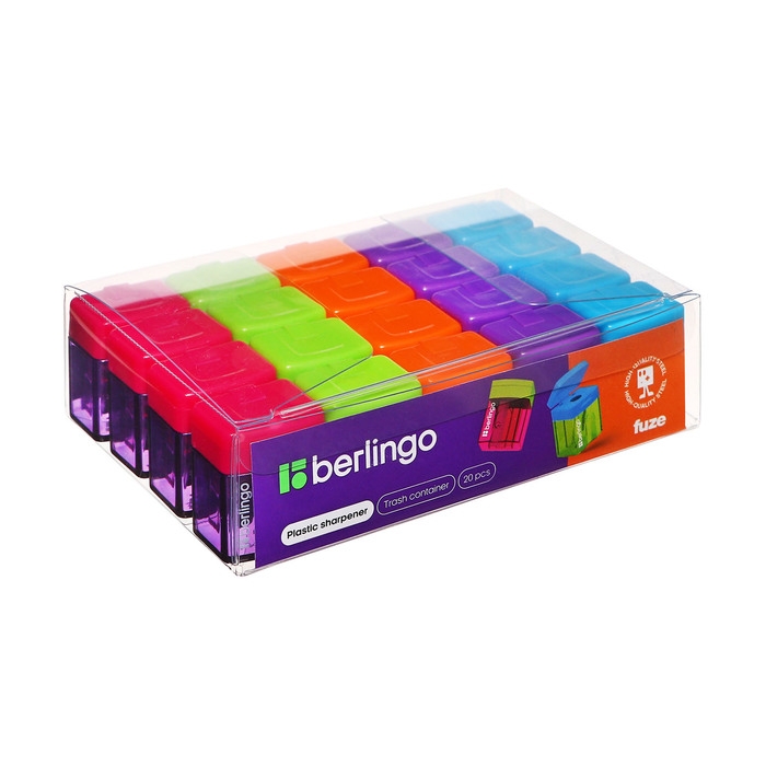 Точилка 1 отверстие с контейнером Berlingo Точилка 1 отверстие с контейнером Berlingo "Fuze", пластик, микс