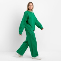 Комплект женский повседневный (свитшот и брюки), зеленый, размер 46-48 Комплект женский повседневный (свитшот и брюки), зеленый, размер 46-48