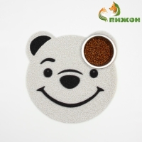 Коврик 2-в-1 под миску/туалет для животных "Мишка", 30 х 30 см, белый