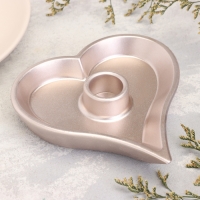 Подсвечник "Сердце" из гипса,14х2,5см,шампань