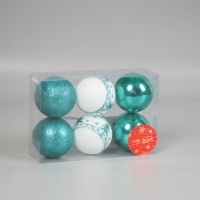 Набор шаров пластик d-6 см, 6 шт "Изумрудик - ёлочка" бело-зелёный Набор шаров пластик d-6 см, 6 шт "Изумрудик - ёлочка" бело-зелёный