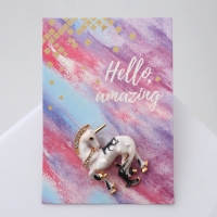 Брошь &laquo;Единорог&raquo; волшебный, цветная в золоте