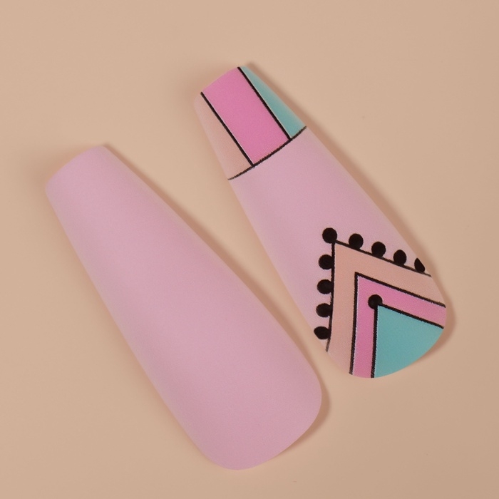 Накладные ногти &laquo;Узор&raquo;, 12 шт, с клеевыми пластинами, форма балерина, разноцветные