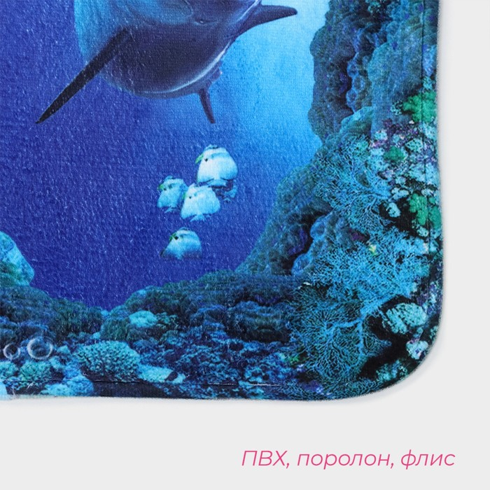 Коврики для ванной и туалета Доляна &laquo;Дельфин&raquo;, 3 шт: 35&times;39, 40&times;50, 45&times;75 см