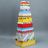 Набор коробок 10 в 1, упаковка подарочная, «С днём рождения», 12 х 7 х 4 - 32.5 х 20 х 12.5 см Набор коробок 10 в 1, упаковка подарочная, «С днём рождения», 12 х 7 х 4 - 32.5 х 20 х 12.5 см