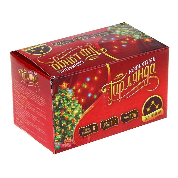 Гирлянда &laquo;Нить&raquo; 10 м с насадками &laquo;Игла&raquo;, IP20, прозрачная нить, 100 LED, свечение синее, 8 режимов, 220 В