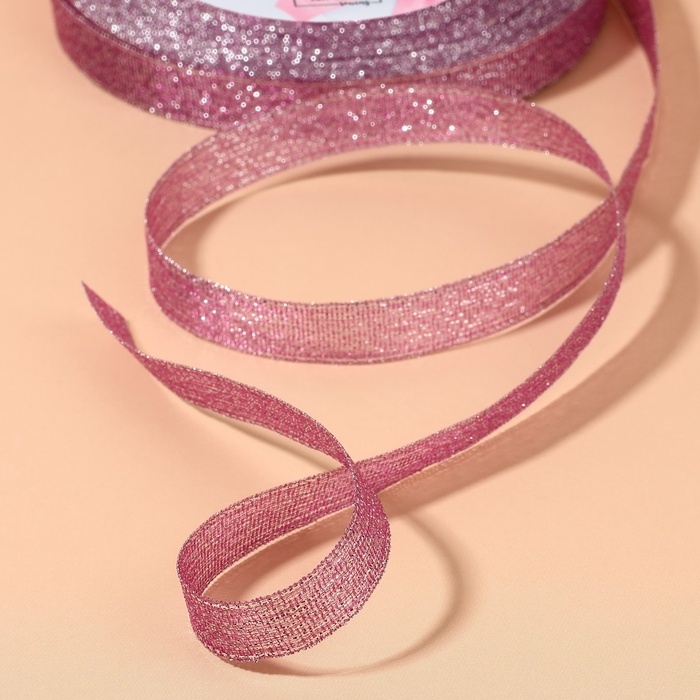 Лента парчовая, 10 мм, 23 &plusmn; 1 м, цвет сиреневый №021