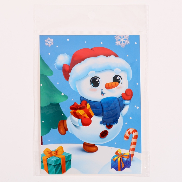 Аппликация стразами на новый год для детей &laquo;Снеговик&raquo;, А6, новогодний набор для творчества