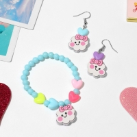 Набор детский «Выбражулька» 2 предмета: серьги, браслет, облачка, цвет МИКС Набор детский «Выбражулька» 2 предмета: серьги, браслет, облачка, цвет МИКС