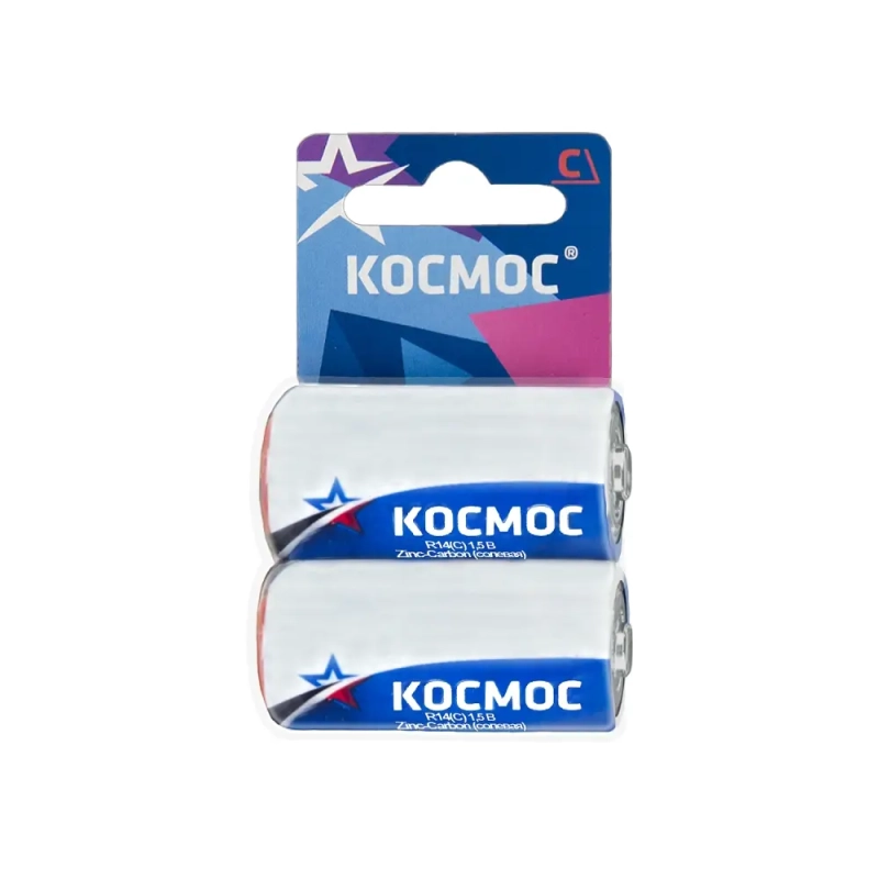 Батарейка Космос R14 C BL2 Zinc Carbon 1.5V