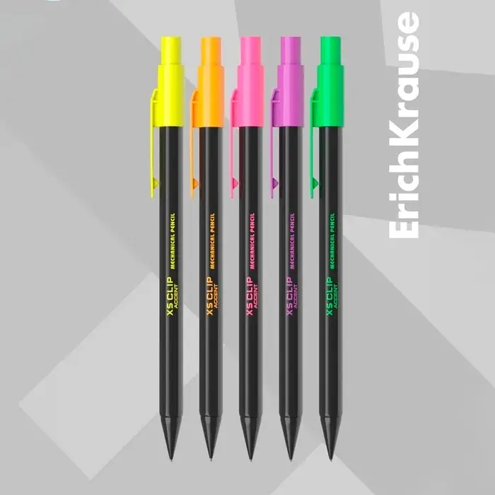 Карандаш механический с ластиком ErichKrause &laquo;XS Clip Accent&raquo;, 0.7 мм, НВ, в коробке, МИКС