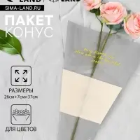 Пакет конус для цветов, с нетканым материалом, 26+7&times;37 см, жёлтый