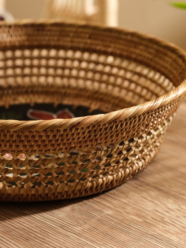 Корзинка плетеная ротанг Корзинка плетеная ротанг "Павлин", 23х23х7 см, МИКС