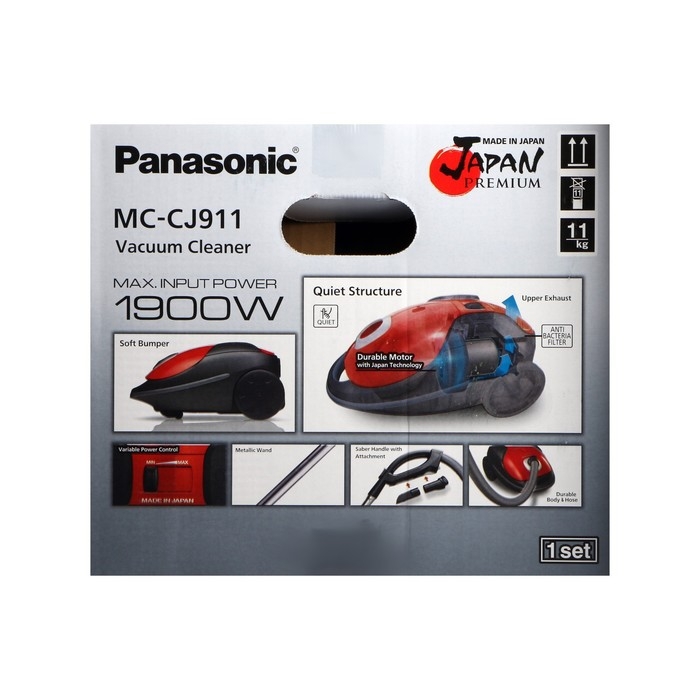 Пылесос PANASONIC MC-CJ911R, мешок, 1900 Вт, 6 л, красный Пылесос PANASONIC MC-CJ911R, мешок, 1900 Вт, 6 л, красный