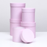 Набор круглых коробок 5 в 1 "Пыльная роза", 20 х 20 - 15 х 15