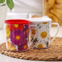 Термокружка пластиковая &laquo;Соцветие&raquo;, 400 мл, МИКС