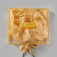 Подарочная коробка с тишью и гирляндой Present, 20 х 18 х 5 см