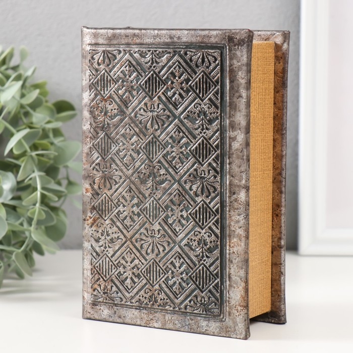 Сейф-книга дерево кожзам "Узоры" тиснение, под металл 17х11х5 см