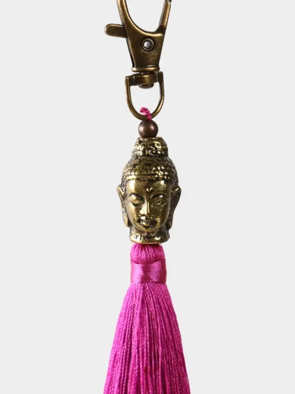 Брелок-кисточка "Будда" 17 см, цв. фуксия, золотистый