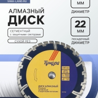 Диск алмазный отрезной ТУНДРА, сегментный с защитными секторами, сухой рез, 230&times;22 мм