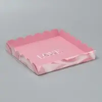 Коробка для печенья, кондитерская упаковка с пластиковой крышкой, &laquo;Шёлковая любовь&raquo;, 21 х 21 х 3 см