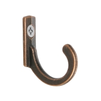 Крючок мебельный ТУНДРА TKO015, однорожковый, медь, 5 шт