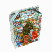 Подарочная коробка новогодняя Подарок "Волшебный город" 16,8 х 7 х 25 см. Новый год