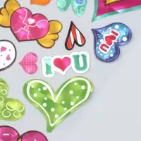 Наклейка пластик голография "Сердечки" 29х11 см